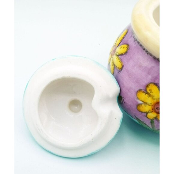 Ceramic Creamer w Lid Sue Zipkin Design Sango Birds & The Bees 3.5 Inch Vibrant - Picture 10 of 15